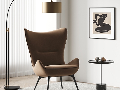 Minotti Leisure Chair Single Chair Fabric Chair Floor Lamp Side 3d model