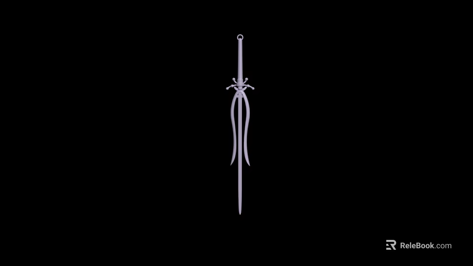 Ornate Traditional Sword With Intricate Handle Design And Slender Sharp Blade 3d model 