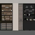 Elegant Wine Cabinet Interior Design With Glasses Bottles And Decorative Items