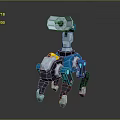 Intelligent Four Legged Robot With Blue Gray Body And Yellow Component Mechanical Design