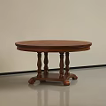 Round Wooden Dining Table With Carved Legs In Simple Interior Setting 3d model