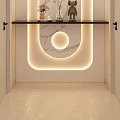 Modern Foyer Hallway With Warm Lighting Marble Wall And Decor