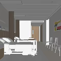 Modern Hospital Outpatient Clinic Interior With Medical Bed White Chairs Colorful Artwork And Lighting