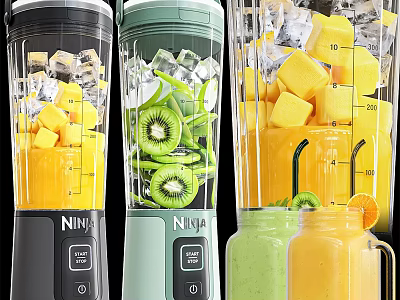 Efficient Ninja Blenders Kitchen Appliances for Fresh Fruit Juices with Ice Cubes 3d model