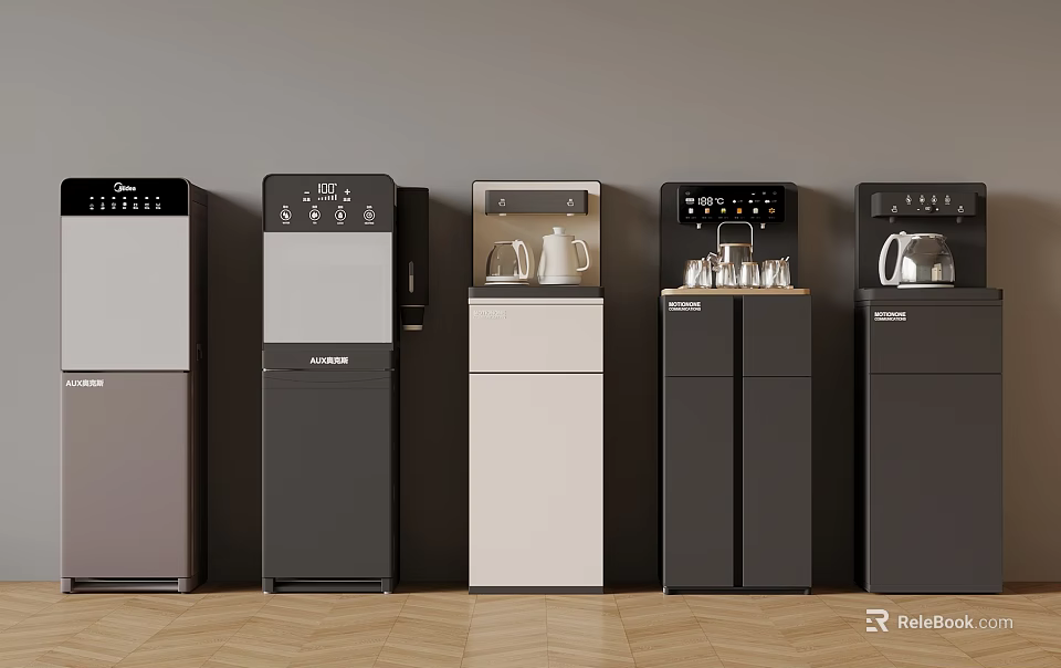 Modern Standing Home Appliances Collection With Gray White Black Color And Design Variations 3d model 