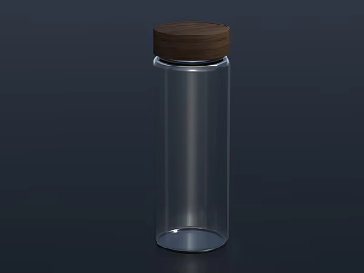 Modern Cylindrical Ceramic Jar with Transparent Body and Wooden Lid for Kitchen Storage 3d model