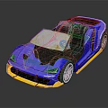 Blue Yellow Convertible Sports Car With Modern Sleek Design And Black Seats