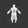 Game and Movie Character 3D Model in Long Coat Standing Pose With Dark Background