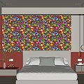 Vibrant Colorful Wall Mural With Cartoon Monkeys Flowers And Various Patterns