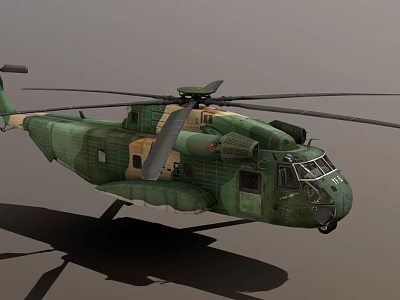 Military Transport Helicopter With Camouflage Paint And Twin Rotor System 3d model