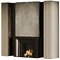 European fireplace marble background wall 3d model