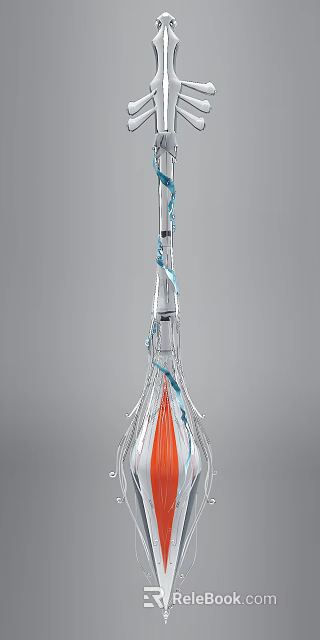 Modern Silver Rocket Structure With Blue Accents And Red Engine Details 3d model 