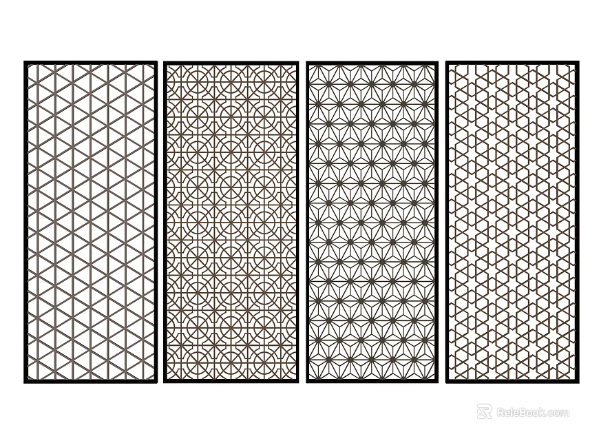Modern Room Dividers With Various Geometric Patterns And Decorative Designs 3d model