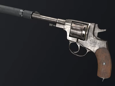 Vintage Revolver With Wooden Grip Metal Cylinder And Classic Design Details 3d model