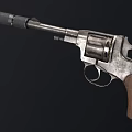 Vintage Revolver With Wooden Grip Metal Cylinder And Classic Design Details