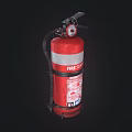 Red Fire Extinguisher With Pressure Gauge Hose And Safety Label For Fire Safety