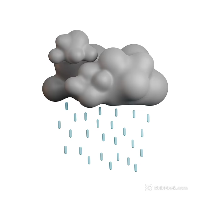 Cute Cloud Raindrops Decorative Figurine Set for Home Decoration 3d model 