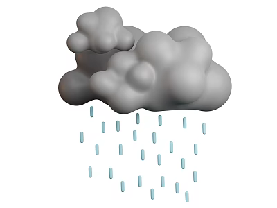Cute Cloud Raindrops Decorative Figurine Set for Home Decoration 3d model