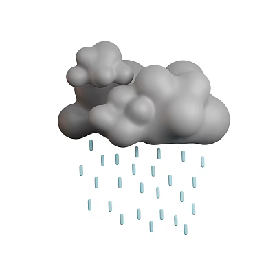 Cute Cloud Raindrops Decorative Figurine Set for Home Decoration 3d model