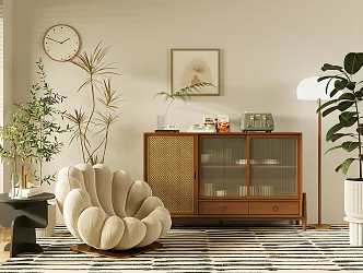 Mid-ancient Style Decorative Cabinet Casual Chair Bucket Cabinet Magazine Cabinet Decorative Cabinet Ornaments Potted Landscape Sick Potted Table Lamp Low Cabinet Decorative Cabinet 3d model
