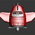 Red Passenger Plane Model With Shiny Body Propeller And Cockpit