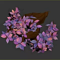 Cartoon Scene Featuring Stylized Tree With Purple Pink Leaves And Brown Trunk