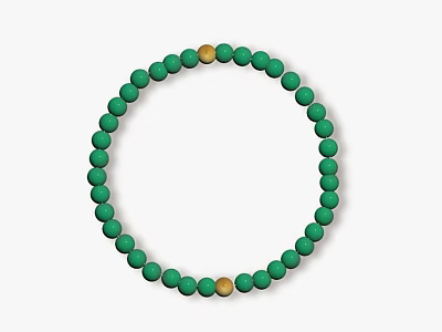Green Beaded Bracelet With Gold Accent Beads Minimalist Fashion Jewelry Design 3d model