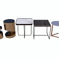 Modern Side Tables with Various Designs Marble Tops and Metal Frames 3d model