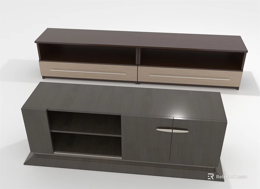 Modern TV Stand With Drawers And Open Shelves For Living Room Storage 3d model 