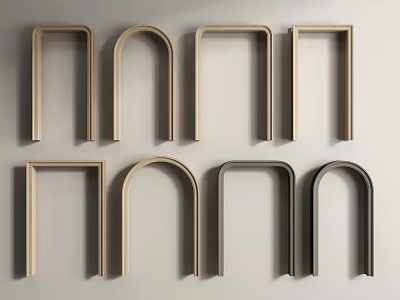 Various Shaped Wooden Door Arches In Different Styles And Colors For Interior Design 3d model