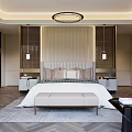 Modern Bedroom Interior Design With Upholstered Headboard Nightstands Bench And Area Rug