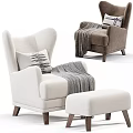 Modern Upholstered Sofa and Coffee Table Set with Armchair Ottoman Decorative Pillows and Throw Blanket