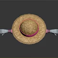 3D Cartoon Character Model With Straw Hat Blonde Hair Blue Overalls And Pink Boots