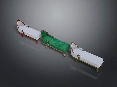 Display Of Stylish Sectional Sofas With Green White Upholstery Red Gold Legs Various Designs 3d model