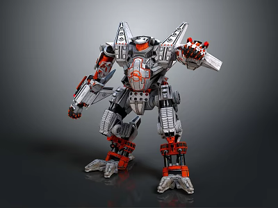 Mechanical Robot Character Design With Silver Red Armor And Detailed Structure 3d model