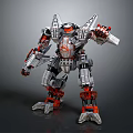 Mechanical Robot Character Design With Silver Red Armor And Detailed Structure