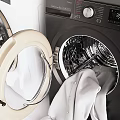 Various Color Washing Machines With Open Doors Drum Design And Towels