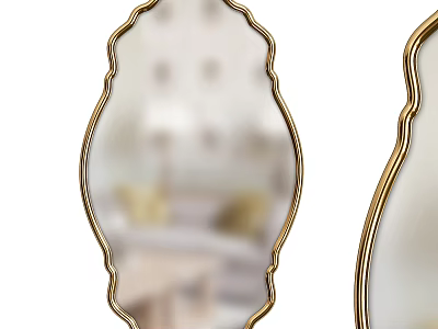 Decorative Mirrors With Gold Curved Frame For Interior Room Decor 3d model