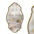 Decorative Mirrors With Gold Curved Frame For Interior Room Decor