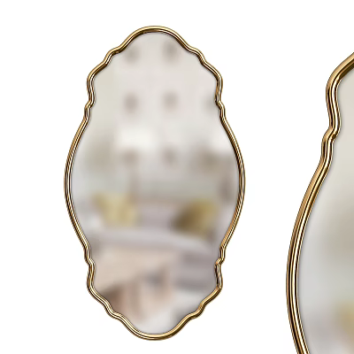 Decorative Mirrors With Gold Curved Frame For Interior Room Decor 3d model