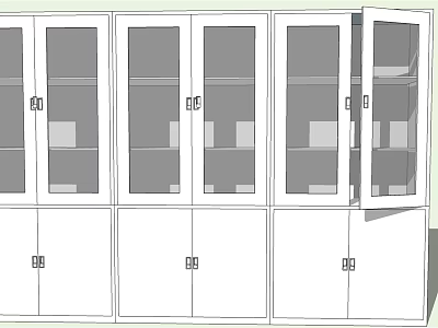 Modern Bookcase With Multiple Units Glass Doors Shelves And Drawers 3d model