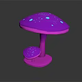 Purple Mushroom with Fluorescent Blue Spots and Small Base Mushroom in Decorative Plant