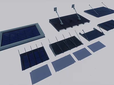 Outdoor Awning Solutions With Various Panel Designs And Frame Structures 3d model