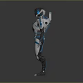 Futuristic Game Movie Character With Blue And White Mechanical Armor Design