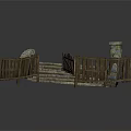 Stone Bridge Design With Wooden Plank Deck Stone Masonry Piers And Wooden Fence Gates