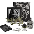 Decorative Ornament Set With Photo Frame Floral Painting Green Foliage Tray Earrings And Fragrance Bottles