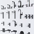 Modern faucet combination frosted wall-mounted faucet floor-standing faucet bathroom toilet hardware faucet small piece combination 3d model