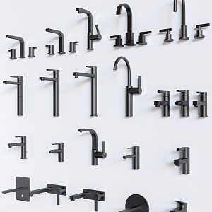 Modern faucet combination frosted wall-mounted faucet floor-standing faucet bathroom toilet hardware faucet small piece combination 3d model