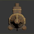 Copper Steampunk Submarine Model With Round Glass Windows And Mechanical Details