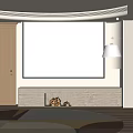 Modern Projection Monitoring System For Home Indoor Surveillance Setup With Large Screen In Living Room